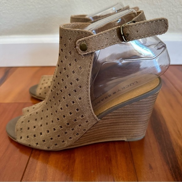 Lucky Brand Risza Open Toe Platform Wedges Leather Sandals - Picture 7 of 14